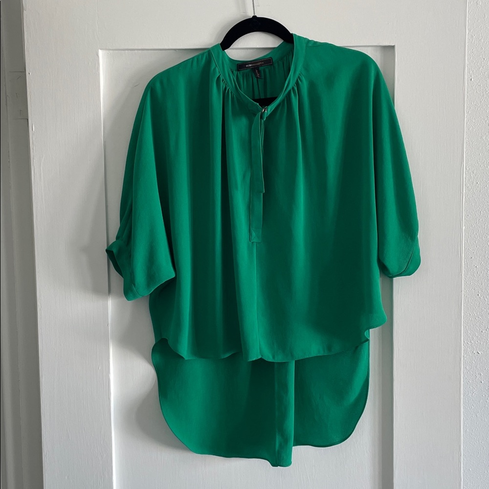 BCBGMaxAzria Green Button Down Blouse